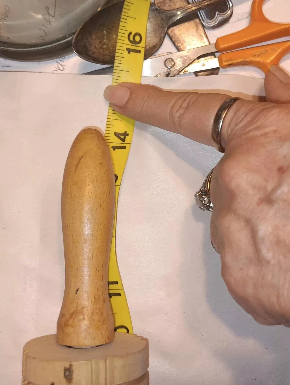 Wooden Hand Carved 14 In Wood Rolling Pin Crusts Butter Pats Etc